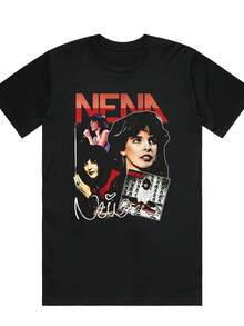 Camiseta divertida para hombre 2026 con logo y letras de Nena - Diseño unisex que presenta la clásica portada del álbum de la soprano alemana Nena, con fondo negro y logo rojo de Nena. Camiseta de manga corta con cuello redondo de estilo casual urbano, lavable a máquina. Camiseta para mujer, precio de oferta, camiseta para mujer. - Negro - Ver 1