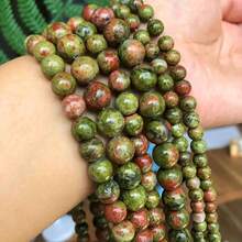 Hạt đá Garnet và Ngọc bích xanh tự nhiên hình tròn, kích thước 4/6/8mm, chất lượng cao, dùng để tự làm vòng tay, dây chuyền và trang sức. - Nhiều màu - Xem 1