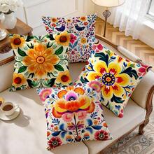 4pcs/Set Retro Pattern Printed Pillow Cover, Single-Sided Printing, Suitable For Living Room, Bedroom, Home Decor, All Seasons - Multicolor - View 6
