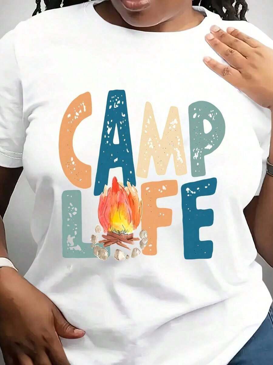 Camiseta de Campamento, Camiseta Feliz Campista, Camiseta Fuego de Campamento, Camiseta de Campista, Camiseta Amante de la Naturaleza, Regalos para Excursionistas, Camiseta Glamping, Regalos para Campistas en Autocaravana - Blanco - Ver 1