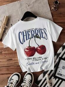 Women's Wine And Cheese Club Print Short Sleeve Crew Neck T-Shirt - Vintage Street Style Unisex Loose Cotton Short Sleeve Crew Neck T-Shirt - 白色 3 - 查看 4