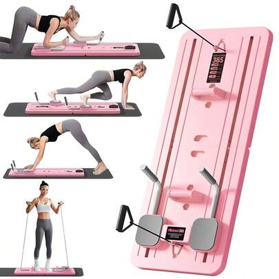 Multifunctioneel buikspiertrainingsbord, opvouwbaar push-upbord voor thuisgebruik, multifunctioneel opvouwbaar fitnessbord, Pilates buikspier- en coretrainingbord, buikspiertrainerbord, multifunctioneel trainingsbord en draagbaar sport- en fitnessapparaat. Het heeft een compact opvouwbaar ontwerp dat weinig ruimte inneemt. Het ondersteunt diverse oefeningen, waaronder plank, push-up, core crunch, glute bridge, beenstrekking en curl met weerstandsband, waardoor het perfect is voor full-body workouts thuis. Het is ook te gebruiken als professioneel Pilates-trainingsapparaat.