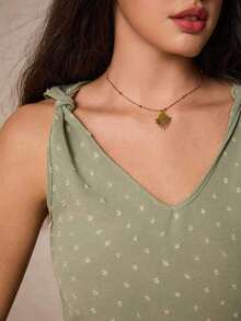 Camiseta sin mangas de unicolor para mujer, blusa de verano verde - Verde - Ver 2