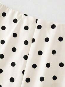 Falda de lunares blancos para mujer, falda casual de primavera/verano para vacaciones, falda midi elegante de cintura alta y ajustada, atuendo para fiesta - Albaricoque - Ver 7