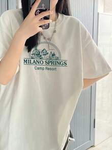 Talla Grande - Talla Grande - Camiseta de Manga Corta para Mujer Talla Grande Primavera y Verano Nueva Versión Coreana Holgada Damas Pullover Versátil Fácil Top Moda  Desplazamiento Top Mujer Camiseta de Color Sólido para Mujer - Blanco - Ver 1