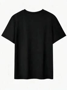 Unisex T-Shirt, 100% Combed Cotton, Round Neck, Dino Logo Design. Unisex Style, Cool And Comfortable, For Everyday Wear, Streetwear, Concerts, Funny Occasions, Creative Occasions, Gym, And Sports. - 黑色 - 查看 5