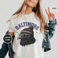 Women's Sets, Baltimore American Football Jersey, Fan Apparel, Baltimore Game Day Jersey, Sportswear, Unisex T-Shirt, Gift For American Football Fans, Women's T-Shirts - 白色 - 查看 1