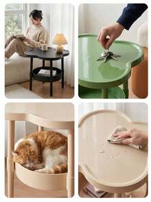Modern Cream-Colored Side Table With Storage Function - Space-Saving, Made Of White Plastic, Suitable For Living Room, Bedroom, Balcony, Bathroom Storage And Kitchen Essentials - Multicolor - View 12