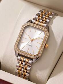 1pc/2pcs/3pcs An Exquisite Ladies' Wristwatch Featuring A Unique Square Dial Adorned With Diamonds And Vintage-Style Roman Numeral Markers-Whether As A Birthday Gift, A Bridesmaid's Present, Or For Everyday Wear, It Is The Perfect Choice For Gifting To Friends And Loved Ones.Women/Her/Wife/Girlfriend/Mom, Valentine's Day, Mother's Day, Birthday, Anniversary, Christmas, Graduation, New Year - Multicolor - View 7