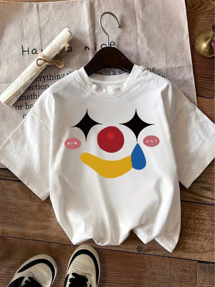 Camiseta de manga corta con estampado de payaso - Blanco - Ver 1