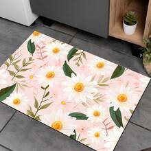 1pc Elegant Floral Pattern Printed Silica Gel Carpet, Easy To Clean, 3D Printed Rectangle, Suitable For Entryway, Living Room, Kitchen, Bedroom, Hallway, Bathroom, Laundry Room - Polyester Carpet, Suitable For Indoor And Outdoor Home Decor - Multicolor - View 7
