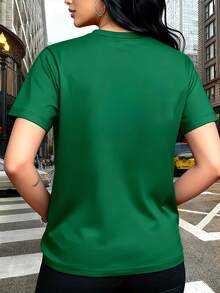 [Quanquan] Fashionable Butterfly Print T-Shirt - Short Sleeve, Crew Neck, Comfortable, Breathable And Soft, Perfect For Spring And Summer - Unisex Vintage Urban Style Loose Fit Cotton Short Sleeve Crew Neck T-Shirt - 綠色 - 查看 5