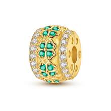 Pingente de Contas com Garra Dourada, Trevo de Quatro Folhas Eterno, Borboleta, Vida Marinha, para Fabricação de Joias de Pulseira, Presentes de Férias e Acessórios - Ouro amarelo - Visão 14