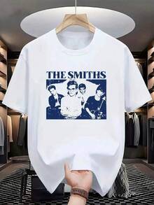 Nueva camiseta Y2K 2026Men'S Oversized Band Graphic T-Shirt - 1993 Vintage Concert Poster Design, Soft Stretch Knit Fabric, Retro  Music Tee With Morrissey & Marr Line Art, Unisex Casual Round Neck Short Sleeve Shirt For Casual Attire & Morrissey Fans, Relaxed Fit, Breathable Material, Durable Construction, Couple Style, Plus Size,Camisetas infantiles, artículos para el Día de San Valentín, conjuntos para padres e hijos, camisetas con temática del Día de San Valentín, camisetas estampadas para hombres y mujeres, camisas, camisetas con emojis populares. - Blanco - Ver 1