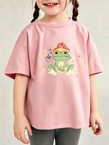 Camisetas de manga corta estampadas, sencillas, informales y bonitas para niños y niñas. - Rosa - Ver 6