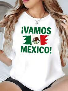 Bandera mexicana ondeando con orgullo acompañada de la frase patriótica que inspira energía pasión y amor por la tierra azteca ideal para quienes celebran su identidad nacional camiseta de mujer casual cómoda para uso diario - Negro - Ver 6
