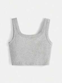 BASICS Top corto sin mangas unicolor - Gris Claro - Ver 2