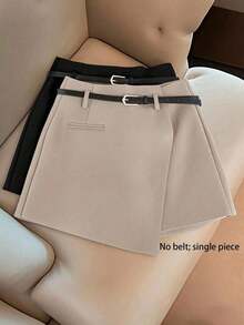 Pantalones con falda asimétrica de moda casual para ir al trabajo, pantalones cortos multifuncionales para mujer sin cinturón, pantalones con falda asimétrica a juego sin cinturón, falda asimétrica, falda con dobladillo asimétrico, falda pantalón - Granada - Ver 8