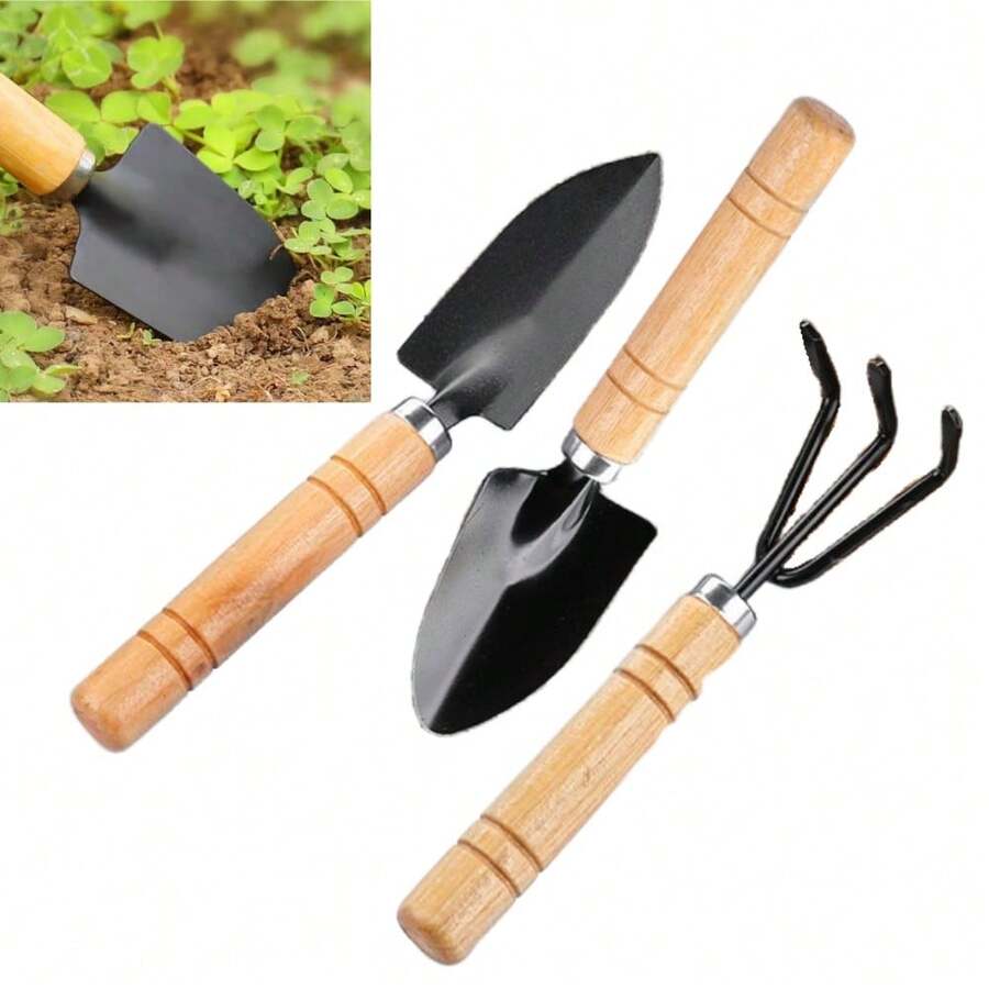 园艺工具铲，园艺种植工具，非常适合园艺土壤耕作和植物养护。三件套园艺铲，坚固耐用，易于使用，适用于种植蔬菜、花卉、肉类、盆栽植物，兼具耙子和铲子的功能，是户外园艺的必备工具。