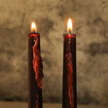 10/5/2pcs Black Exterior Red Interior Bleeding Candles, Suitable For Halloween - Shiny Single Wick Candles - Perfect For Home Decor, Weddings, Birthdays And Romantic Dinners - Novel - View 4