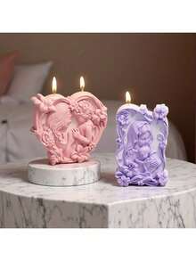 Heart-Shaped Silicone Mold DIY Hand & Foot Print Plaster Decor Mother's Day Embossed Lace Virgin Mary Handmade Soap Mold - Relief - View 3