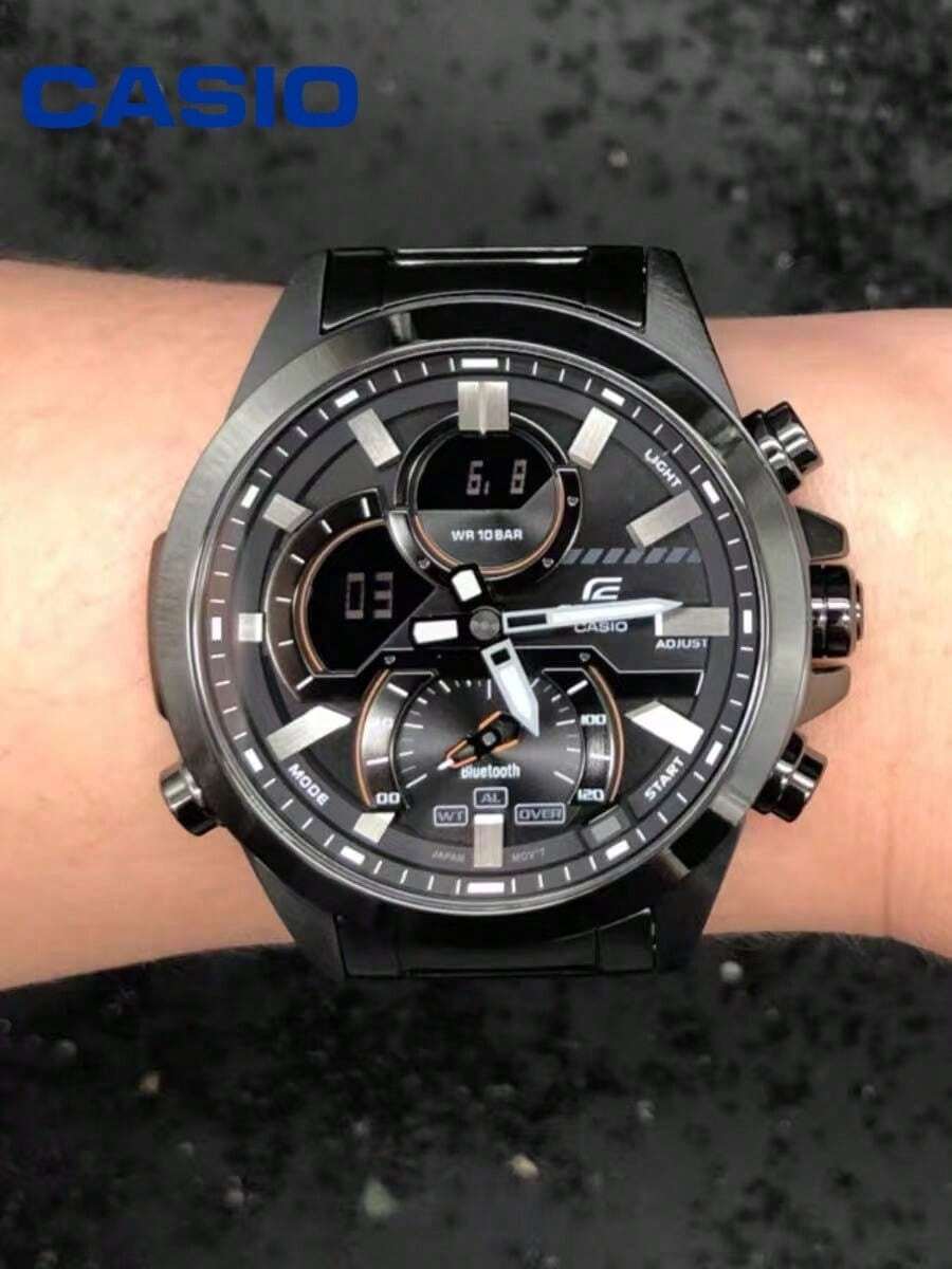 Casio 黑色商务运动型指针/数字双显蓝牙100米防水男士石英腕表 - 均碼 - 查看 1