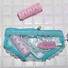 Creative And Funny Simulation Lace Panties Girly Heart Cute Bag Pendant Portable Change Storage Bag Space Storage Bag Backpack Pendant Key Pendant Fun Multi-Functional Storage Bag Earphone Bag - 藍色 - 查看 6