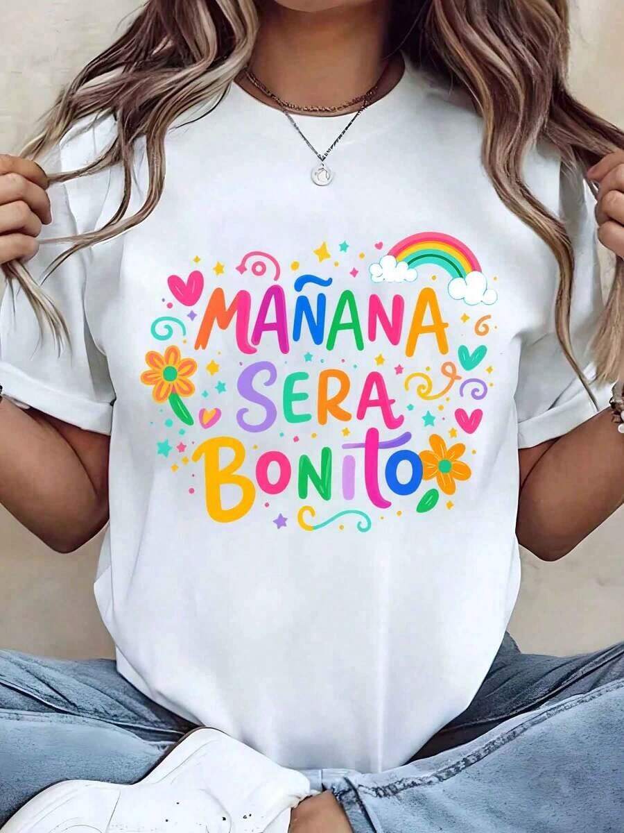 Camiseta de Mujer Under The Radar con Estampado de Flores Arcoíris, Cuello Redondo, Estilo Casual y Holgado para Uso Diario, Idea de Regalo - Camiseta Unisex de Algodón de Manga Corta y Cuello Redondo, Estilo Vintage Urbano. - Blanco - Ver 1