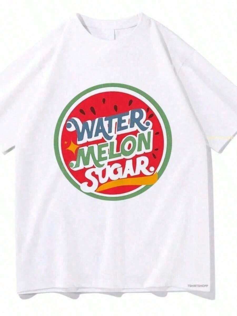 Women's & Men's Vintage Style Bright Watermelon Graphic T-Shirts, Simple And Versatile Design, Fun Streetwear For Women, Korean Aesthetic, Y2K Clothing, Cotton T-Shirt - 白色 - 查看 1