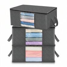 Bolsa de Almacenamiento de Ropa Plegable de 1/3/6 Piezas, Bolsa de Almacenamiento de Mantas de Gran Capacidad, Contenedores de Almacenamiento para Organizar la Ropa del Dormitorio en el Hogar - 3 unidades de 35 litros - Ver 2