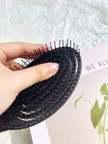 1 chiếc lược rỗng cho nữ màu đỏ/đen, lược quấn nhang muỗi, lược massage da đầu, lược chải tóc khô và ướt đa năng, dụng cụ tạo kiểu tóc, phụ kiện tóc - Màu Hồng Tươi - Xem 4