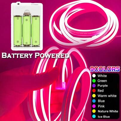 Dải đèn LED neon dẻo chạy bằng pin, kèm hộp pin, thích hợp cho trang trí nhà cửa DIY.