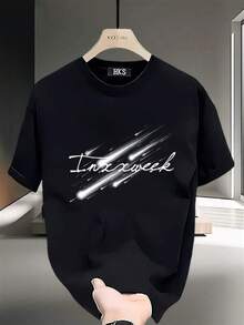 Camiseta unisex de manga corta, ModaMarcaImpresoManga cortaCamisetaHombresEnVeranoPesadoEstilo coreanoEstilo japonésImpresoVersátilTopsCamisetas de hombrehombre, , , Dazymujer,romwehombres, bohochic,maestrasregalos,camisetaparaconjuntos de mujercon curvasparamu,y2k, - Negro - Ver 1
