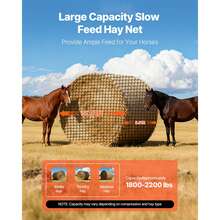 Round Bale Hay Net, 5.91 X 5.91 X 5.91 Ft, 1.5 Inch Holes, PE Material, Knotless Design, With Zip Ties, Needle Shuttle, Repair Twine And Storage Bag, Slow Feeder Round Bale Net For Horses - Small Mesh, Knotless, 6*6*6 Ft - View 2