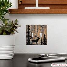 1 pieza Cubierta de placa de interruptor con diseño vintage de ciervo y pájaro en el bosque, protector de toma de pared para un solo/doble interruptor, de uso en múltiples escenarios - Multicolor - Ver 6