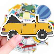 50Pcs Transportation Stickers, Cartoon Vehicle Waterproof Decals For Skateboard, Helmet, Bike, Backpack, Luggage, Laptop & Water Bottle Customization - A - View 2