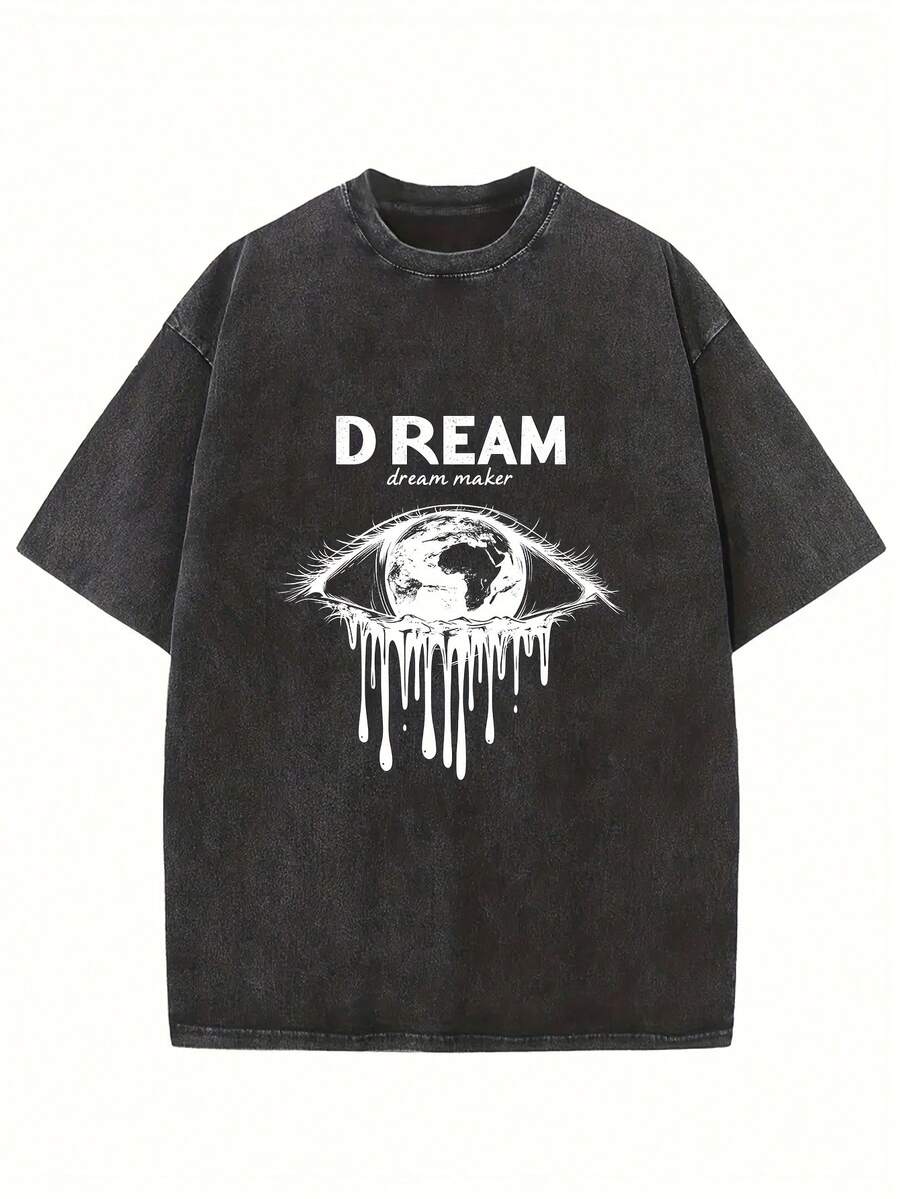 Camiseta casual vintage cómoda y lavada para mujer, camiseta de manga corta con cuello redondo,% algodón lavado y versátil para hombre, adecuada para uso diario y atuendos de, estilo unisex. - Negro - Ver 1