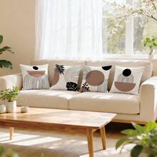 4pcs Bohemian Black & Brown Abstract Geometric Floral Print Pillow Covers [No Pillow Insert], 17.7*17.7in(45*45cm)/19.69*19.69in(50*50cm)/15.75*15.75in(40*40cm), [Single-Sided Printing], Made Of Polyester Fabric With Distressed Earthy Texture, Suitable For Sofa, Living Room, Bedroom, Car, Office, Hotel, Homestay Decoration, Perfect Gift For Family And Friends - Multicolor - View 11