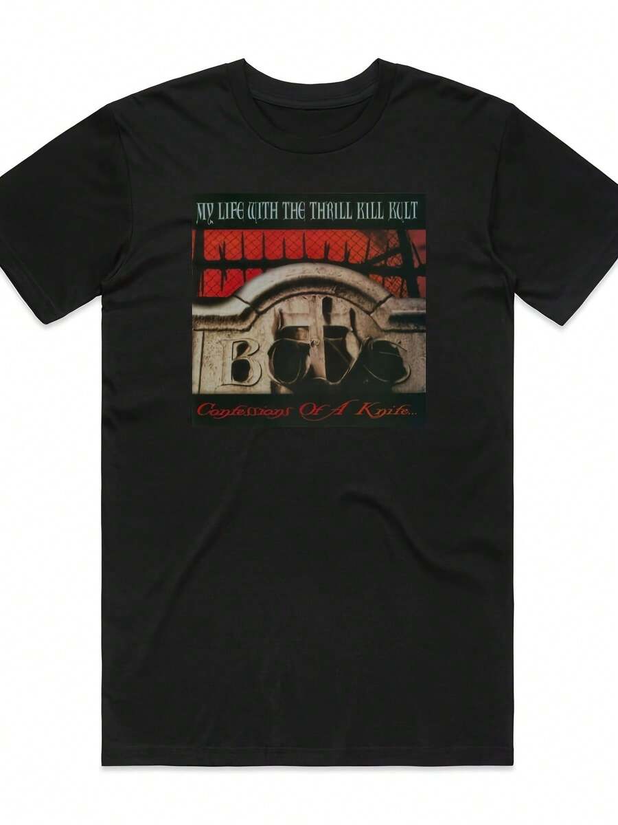 Camiseta unisex con estampado del logo de la portada del álbum "Me from Thrill Kill Kult" de Scar Studio, suave, un artículo imprescindible de moda casual urbana, adecuada para todas las estaciones, versátil para todas las estaciones, camiseta de mujer, de alta calidad, camiseta de mujer. - Negro - Ver 1