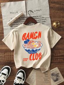 Women's Short-Sleeved, Loose-Fitting T-Shirt With A Round Neck And Slogan Print, New For Summer. A Casual And Fashionable Garment, Suitable For Everyday Wear And Vacations. Women's Oversized Graphic T-Shirt, Casual Summer - 杏 - 查看 5