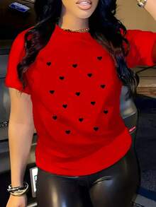 Women's Printed Short-Sleeved T-Shirt, Summer, Modern, Versatile, Outdoor, Breathable, Soft And Comfortable, In Sizes XS-XXL - Merah - View 6