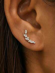 1 Pair S925 Sterling Silver Minimalist Fresh Leaf Stud Earrings, Casual Personalized Accessory For Women, Elegant Gift For Anniversary, Birthday, Friends - Leaves - View 13