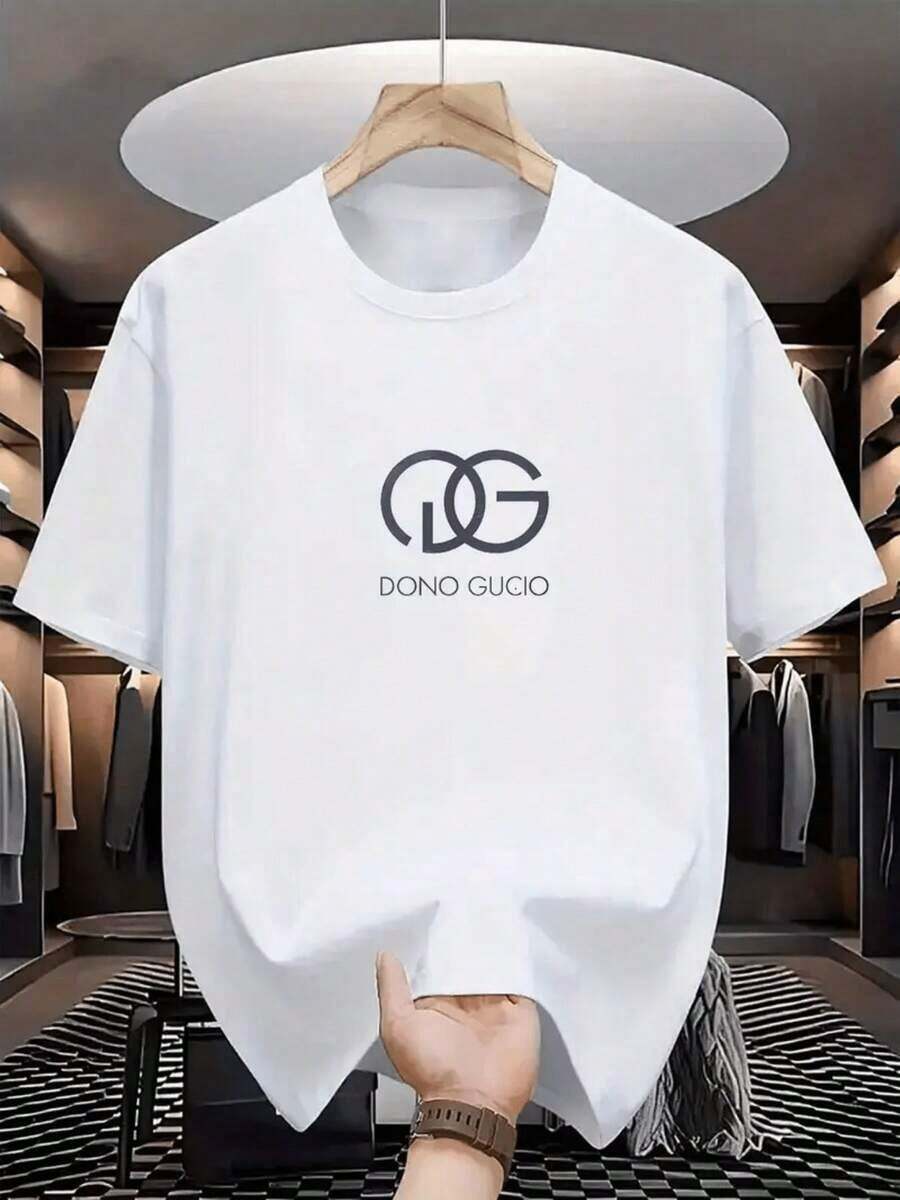 100% cotton Camiseta negra ajustada para hombres con logotipo "DONO GUCCIO" - Camiseta casual de verano transpirable, ajuste regular, cuello redondo, tejido ligero para gimnasio, entrenamiento y ropa de fin de semana, ropa deportiva, estilo deportivo, ajuste cómodo - Blanco - Ver 1