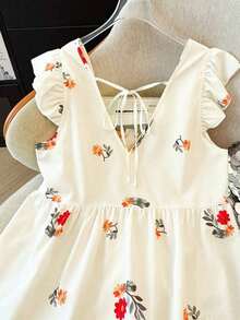 Blusa de mujer de talla grande con estampado floral de gasa, estilo casual de frente abierto tipo resort, versátil para primavera, verano y otoño - Albaricoque - Ver 7