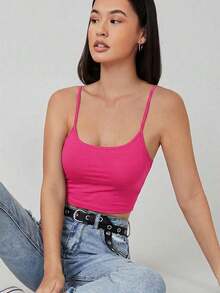 Top de tirantes corto unicolor - Rosa Fucsia - Ver 4