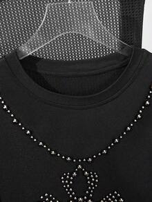 Camiseta informal de manga corta y cuello redondo de unicolor para hombres, con proceso de perforación caliente, nueva colección primavera/verano 2025, rave - Negro 3 - Ver 5