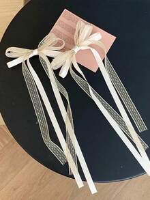 2pcs Women's Hair Accessories, Sweet Cute Girly Lace Bow Hair Clips, Delicate Fresh Lace Ribbon Bow Hairpins, Elegant Princess Hair Decor,Hair Barrettes,Hair Claws - Multicolor - View 5