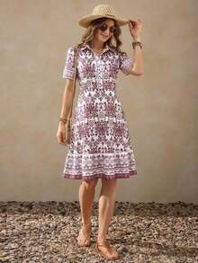 Women Midi Dresses - Red Rose - View 6