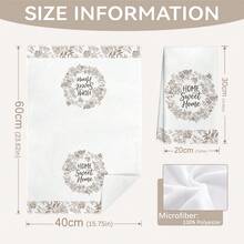 MEMNUN 2条卡其色水彩花卉“家，甜蜜的家”图案厨房毛巾，尺寸为15.75*23.62英寸（40*60厘米），采用柔软的超细纤维材质，可用作洗碗布和手巾，是厨房和餐厅装饰的理想之选，四季皆宜 - 彩色 - 查看 4