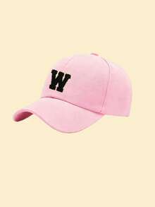 1 pieza Gorra de béisbol con parche de 26 letras de terciopelo, gorra de papá casual ajustable adecuada para vacaciones, calle, festival, viaje y uso diario - Rosa - Ver 26